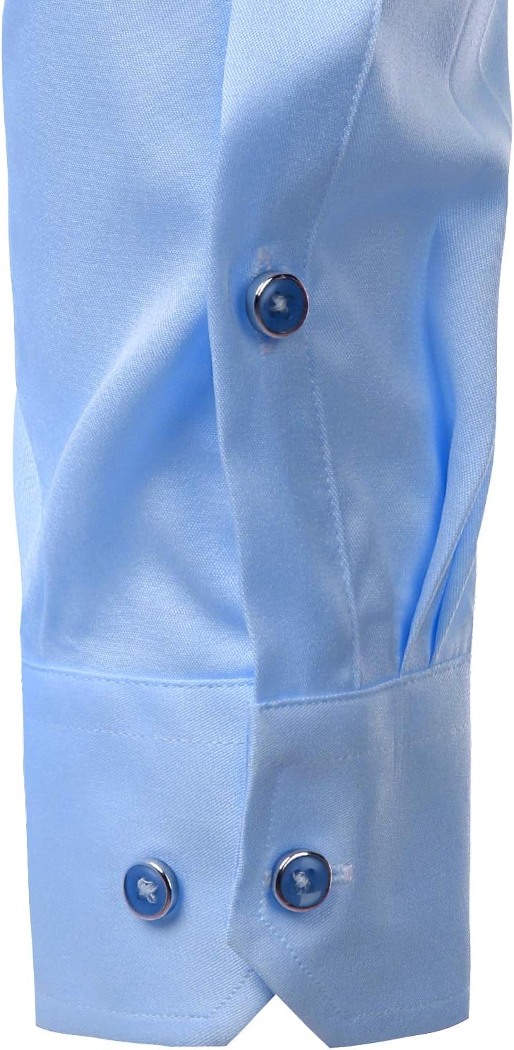 PARKLEES Herren Tailliert Freizeit Langarm Hemd Businesshemd für Hochzeit Business M Blau, M Blau