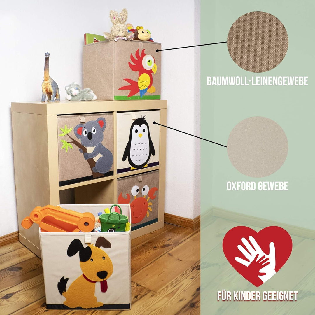 LIFENEY Aufbewahrungsbox mit Pinguin Motiv I Spielzeugbox mit Tiermotiv passend für Würfelregale I O