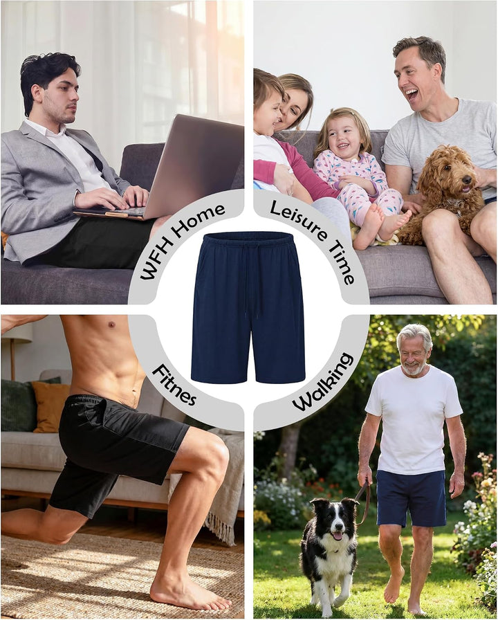 Chalier Cozy 2er Pack Pyjamahose Herren Kurz Modal Schlafanzughose Weich Verstellbare Taille, Beidse