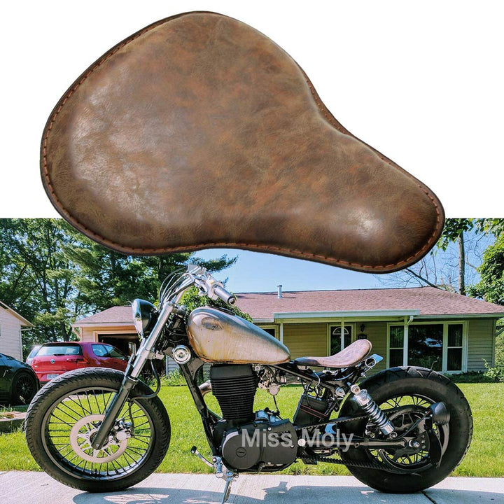 Retro Motorrad Leder Sitzpolster Sattel Solo Seat für Sportster Chopper Bobber 