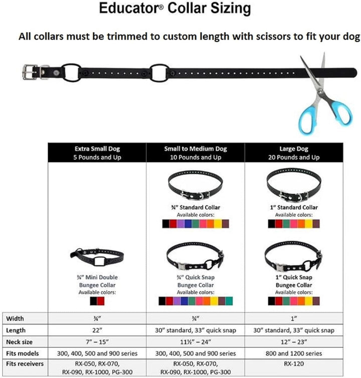 Educator Quick Snap Bungee Collar, 1-Inch Wide by 33-Inches Long, Black 1W x 33L schwarz, 1W x 33L s