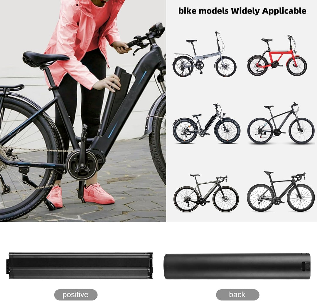 Ebike Akku 36V 15Ah Lithium-Ionen-Akku mit Ladegerät für 500W 350W 250W Motor, Umrüstsatz für Elektr