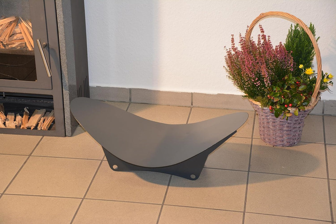 Metalltechnik Dermbach GmbH Kaminholzschale Innen aus Metall oval TIEF - Anthrazitgrau