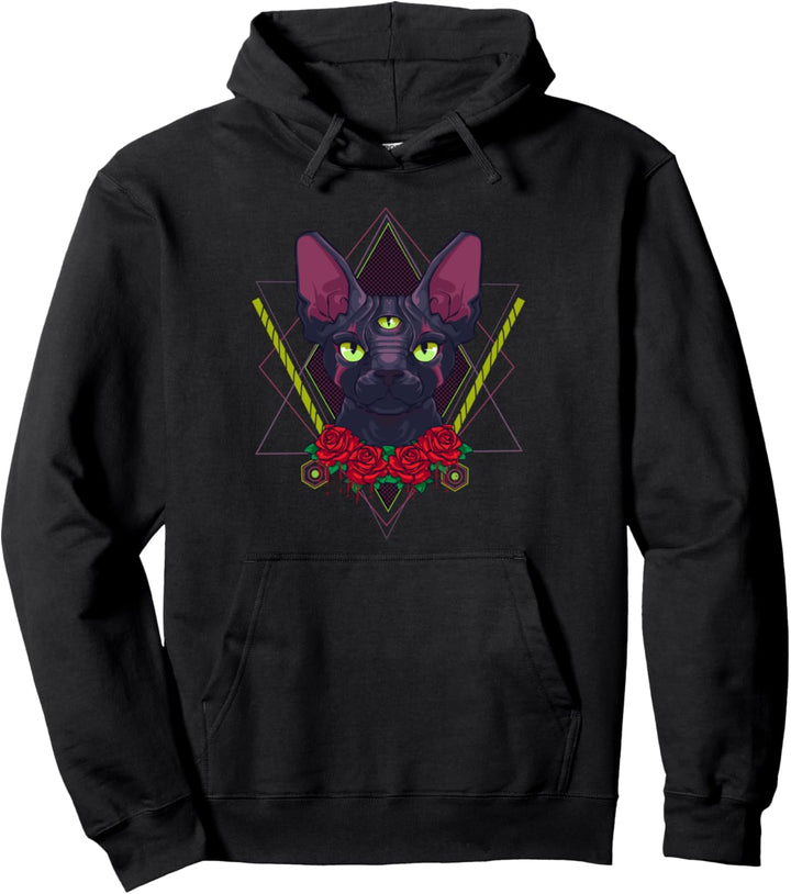 Ästhetischer Pastell Goth Sphynx Hairless Cat Lover Pullover Hoodie
