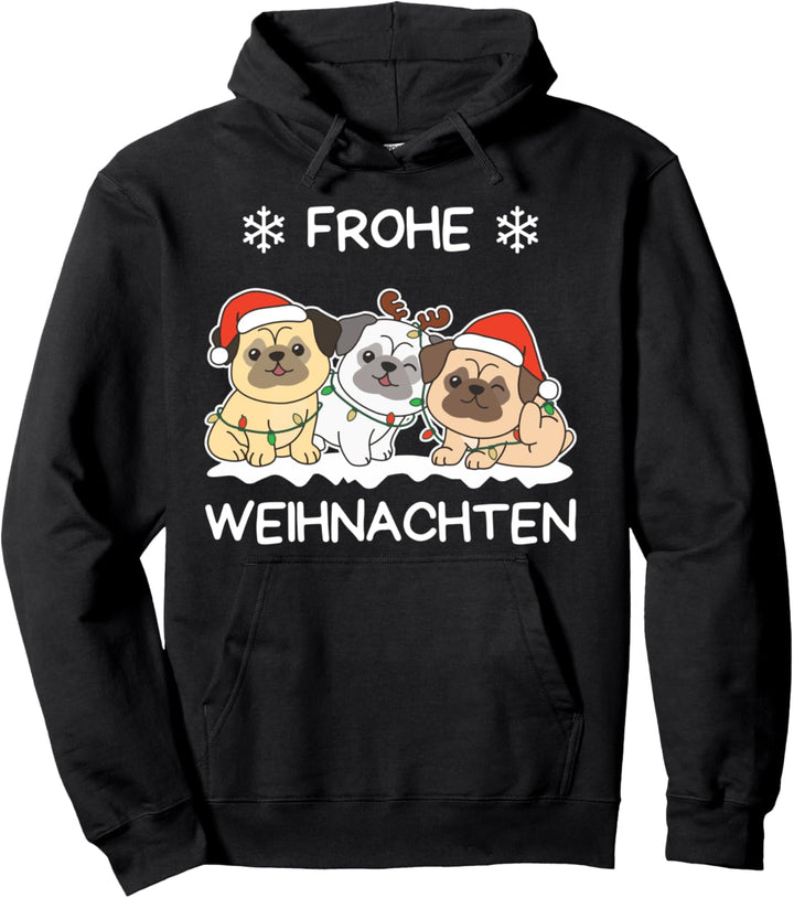 Frohe Weihnachten Mops Heiligabend Hunde Weihnachts Pullover Hoodie