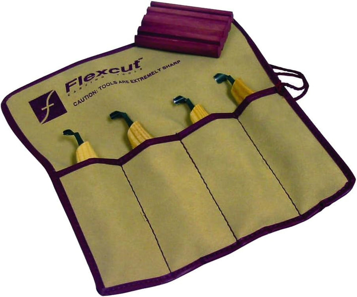 Flexcut, Schnitzmesser, Deluxe Starter Carving Set, Hobbimesser, Carving, Messer für Bastler, Gold