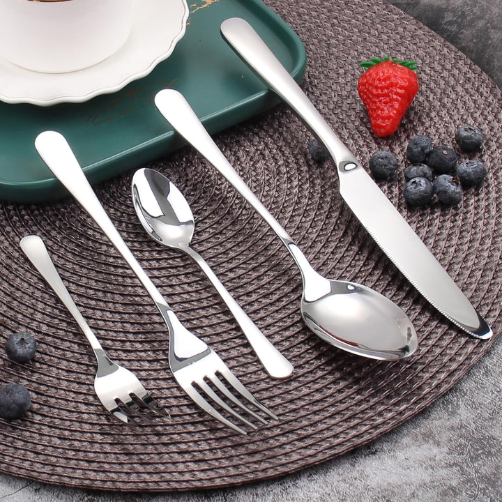 Targizer Besteck Set für 6 Personen,30 teilig Edelstahl Besteckset,Essbesteck Set mit Messer Gabel L
