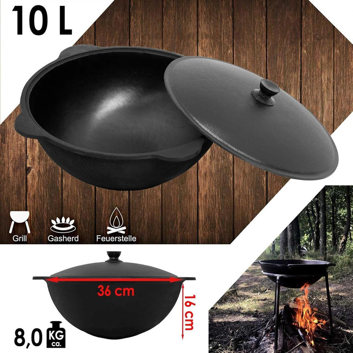 Ø36cm Uchag 2mm stahl Utschak Utschag Feldküche 10L Kazan WOK Kasan (Runder boden) Feuerstelle Campi