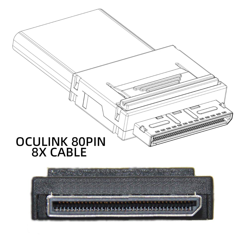 cablecc 50cm OCuLink PCIe PCI-Express SFF-8611 8x 8-Lane auf Dual SFF-8643 HD 4x SSD Daten Aktiv Kab