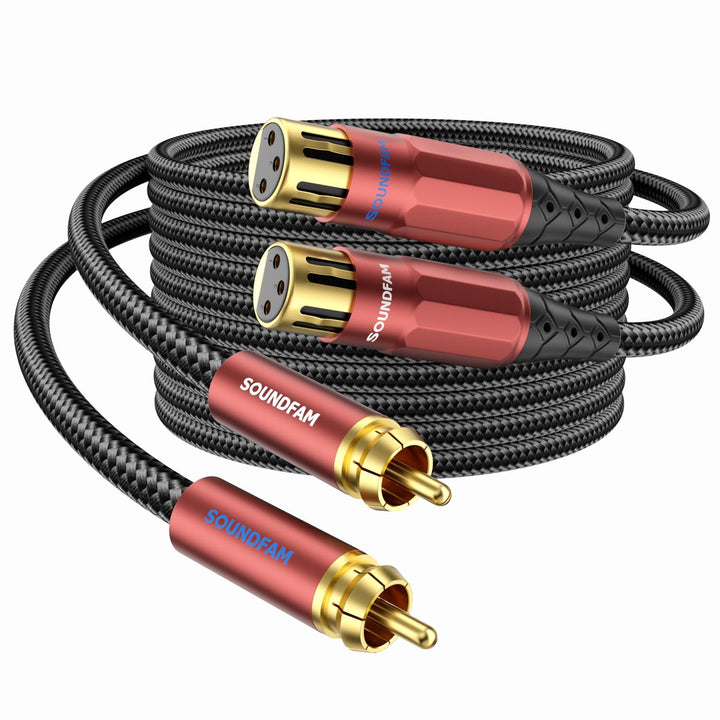SOUNDFAM XLR auf Cinch Kabel 2M, PREMIUM 2 XLR Buchse zu 2 RCA Stecker Verbindungskabel 2 M 2-RCA au