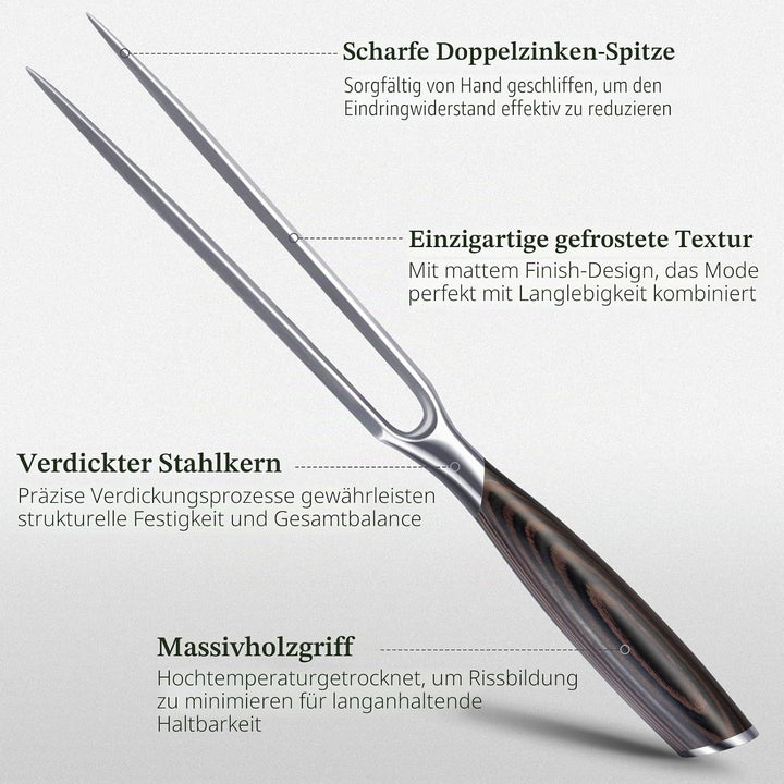 HOSHANHO Fleischgabel 18cm, Messerscharfe Grillgabel mit Zwei Zinken für Fleisch, Professionelle Jap