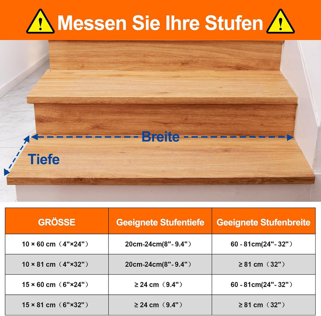 Spurtar Treppenstufen Matten Transparent Treppenteppich Antirutsch Stufenmatten, Teppichfliesen Selb