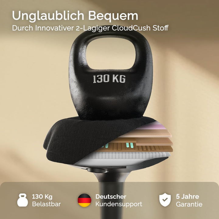 DESQUP® Ergonomischer Sitz- & Stehhocker | Höhenverstellbarer Arbeitshocker & Stehhilfe mit Wipp-, W