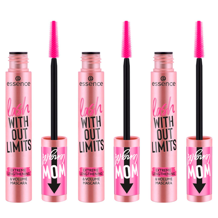 essence lash WITHOUT LIMITS EXTREME LENGTHENING & VOLUME MASCARA, Nr. 01, Schwarz, langanhaltend, vo