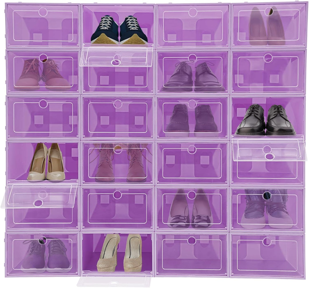 Schuhboxen Stapelbar, Schuhkarton Schuhregal Mit Türen 33 X 23 X 14 Cm 24 Stück In Einem Set Stapelb