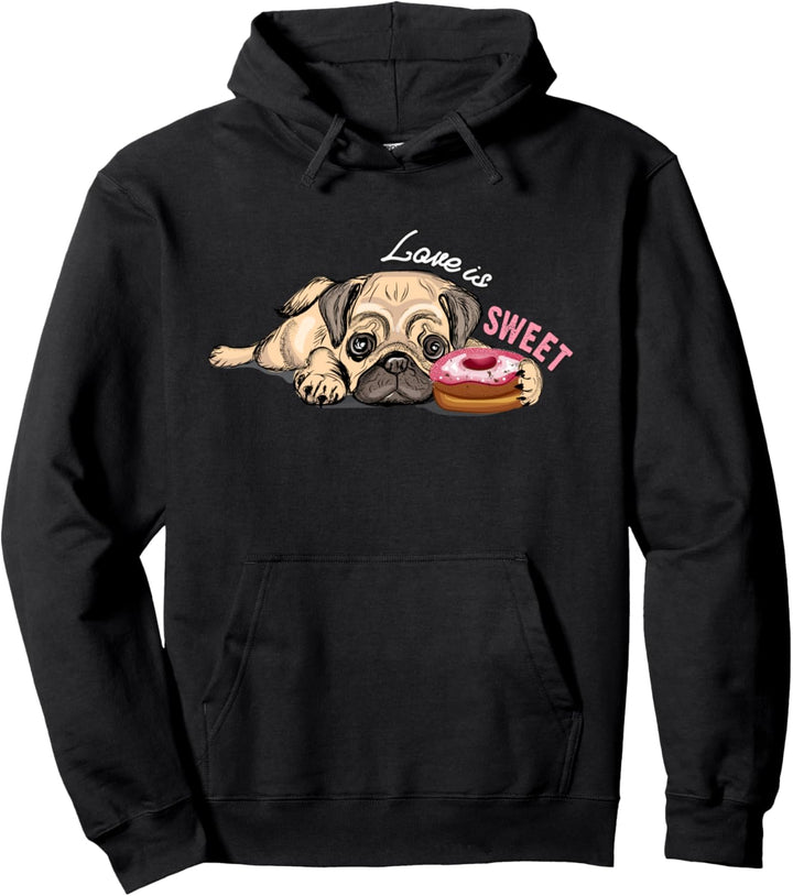Netter reizender Mops mit Donut-Hundefangeschenk Pullover Hoodie