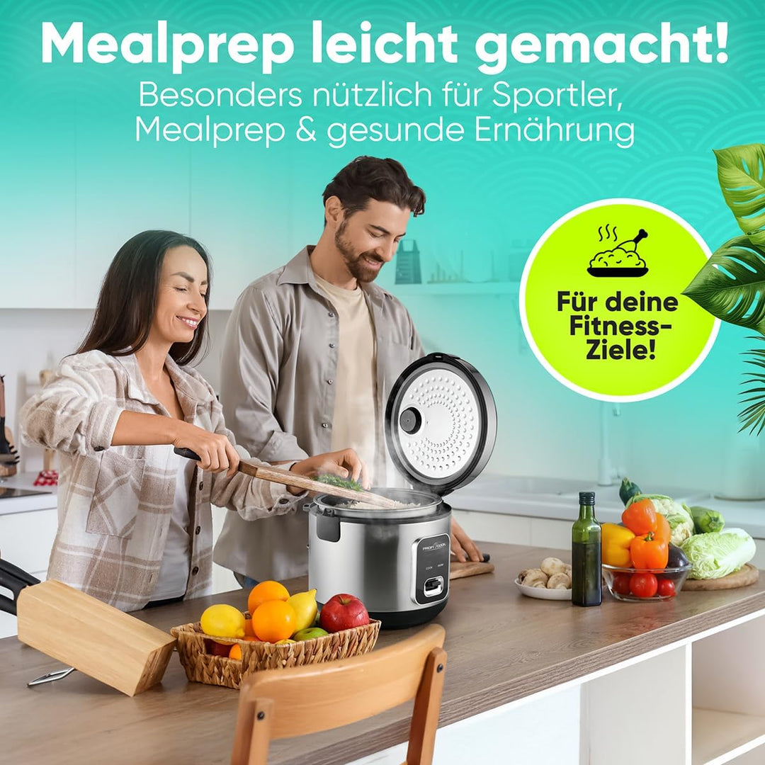 ProfiCook® Reiskocher für 3kg Reis | schnelle Zubereitung ohne Anbrennen | Warmhaltefunktion | inkl.