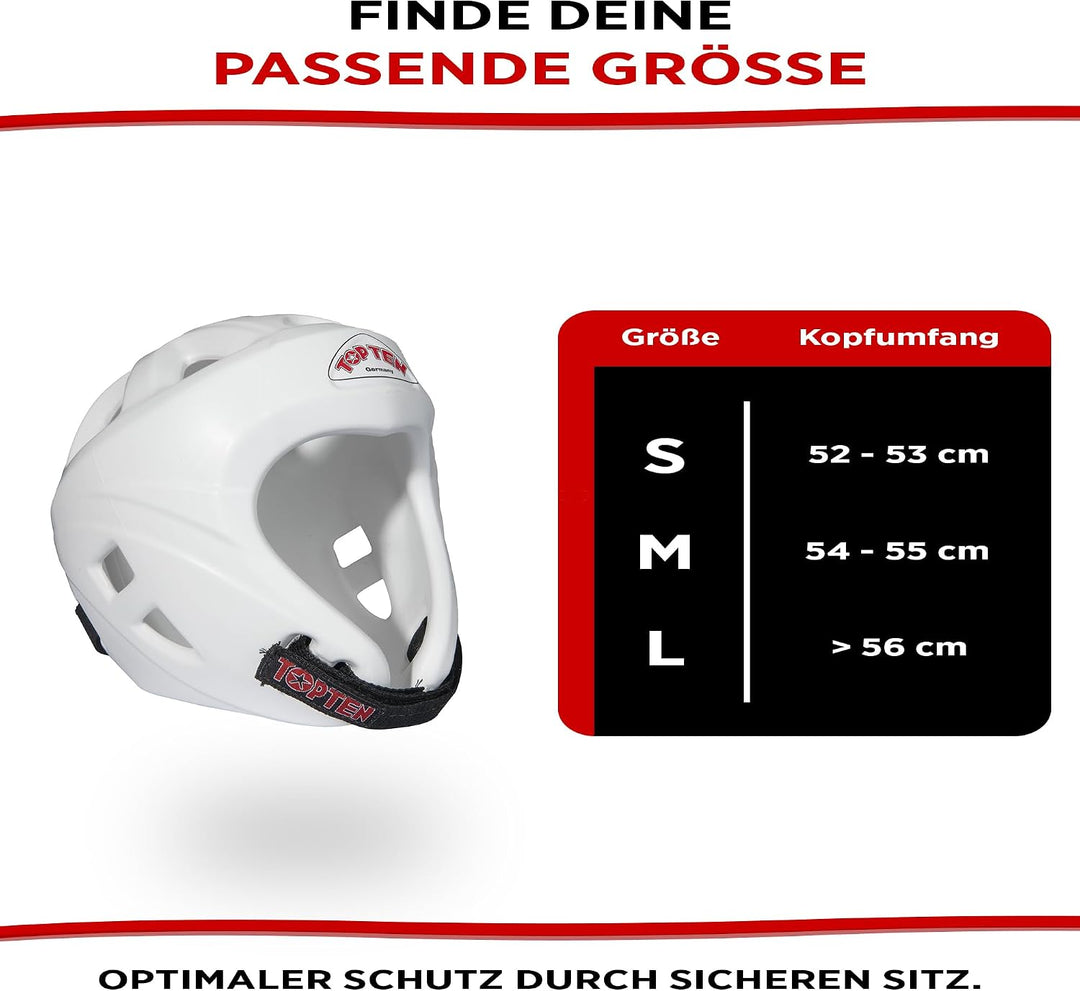 TOP TEN Kopfschutz „Avantgarde“ (WAKO Approved) Weiss L, Weiss L