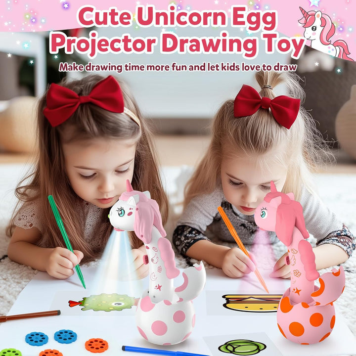 Geschenke für Mädchen Kinder Zeichenprojektor mit 96 Motiven, KETIEE Einhorn Kunst Projektor für Zei