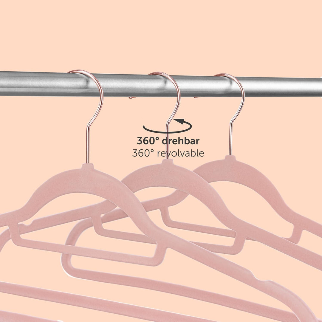Blumtal Kleiderbügel 30 Stück ohne Clips - Kleiderbügel Samt 360° drehbar und belastbar - Ultra plat