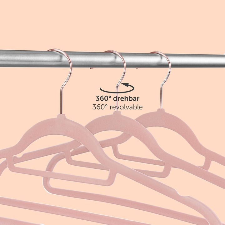 Blumtal Kleiderbügel 30 Stück ohne Clips - Kleiderbügel Samt 360° drehbar und belastbar - Ultra plat