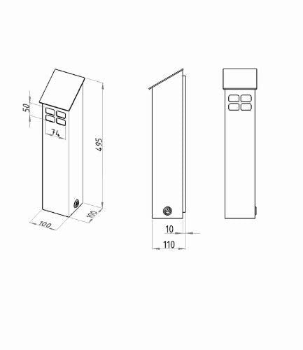 HISKA AS-E100.4 Wandascher, Edelstahl, Quadratisch