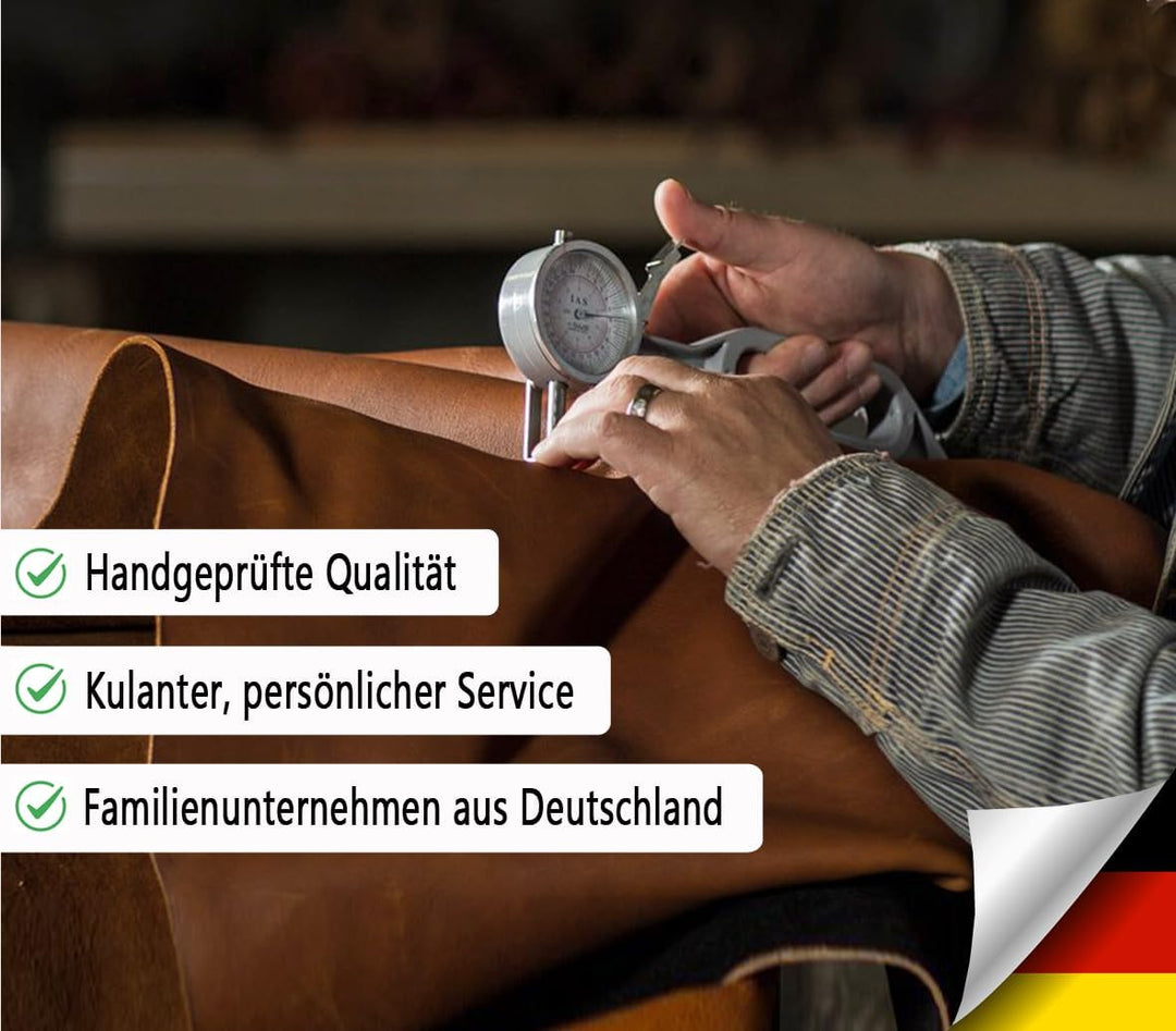 ALMADIH Leder A4 Aktenmappe mit Ringbuch, Reissverschluss, Tragegriff Schreibblock Premium Rindslede