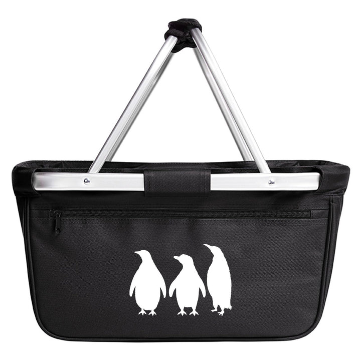 Huuraa Einkaufskorb Pinguine Silhouette 20 Liter Black faltbarer Tragekorb Geschenkidee