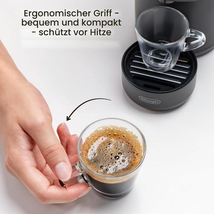 KONZEPT Espressotassen Set 80 ml, 12er Espressogläser, Espresso Tassen aus Glas mit Henkel, 12