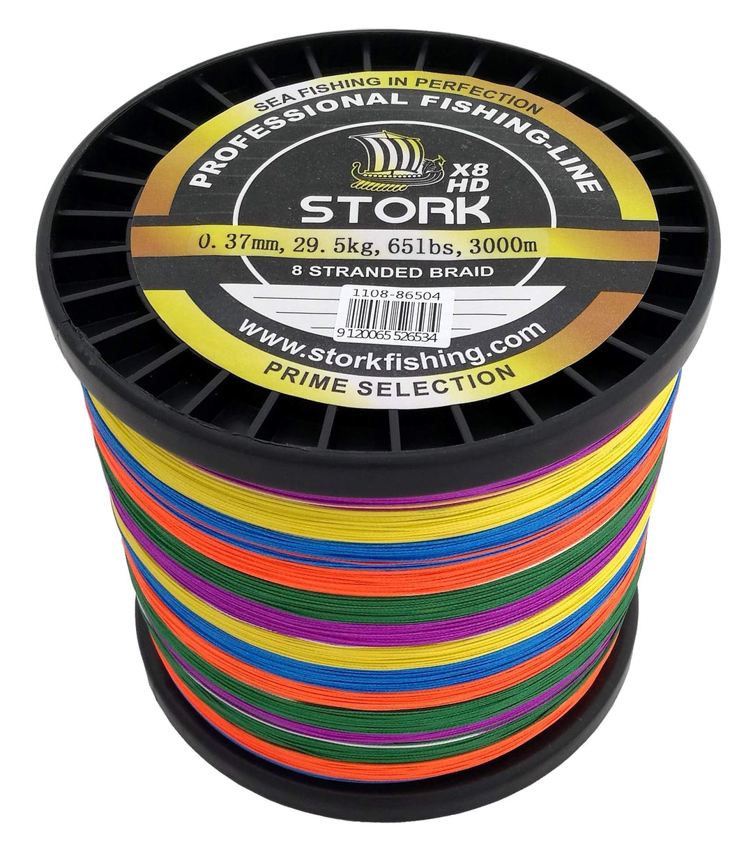 Stork HDx8, 8-Fach geflochtene Premium Angelschnur 3000m Multicolor (10m Farbwechsel) 15 lbs / 6.8 k