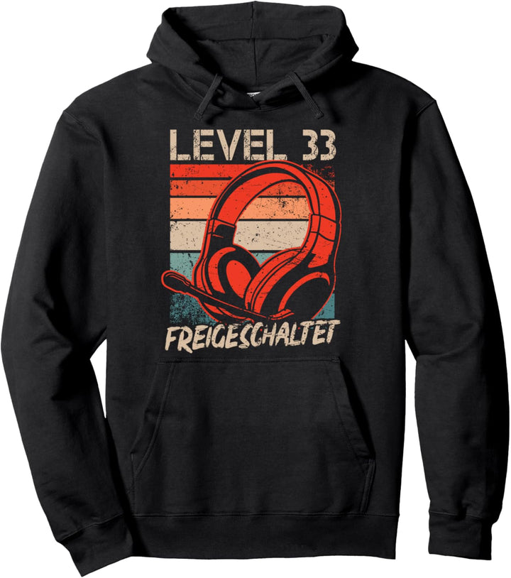 33. Geburtstag Jungen Video Gamer Level 33 Unlocked Männer Pullover Hoodie