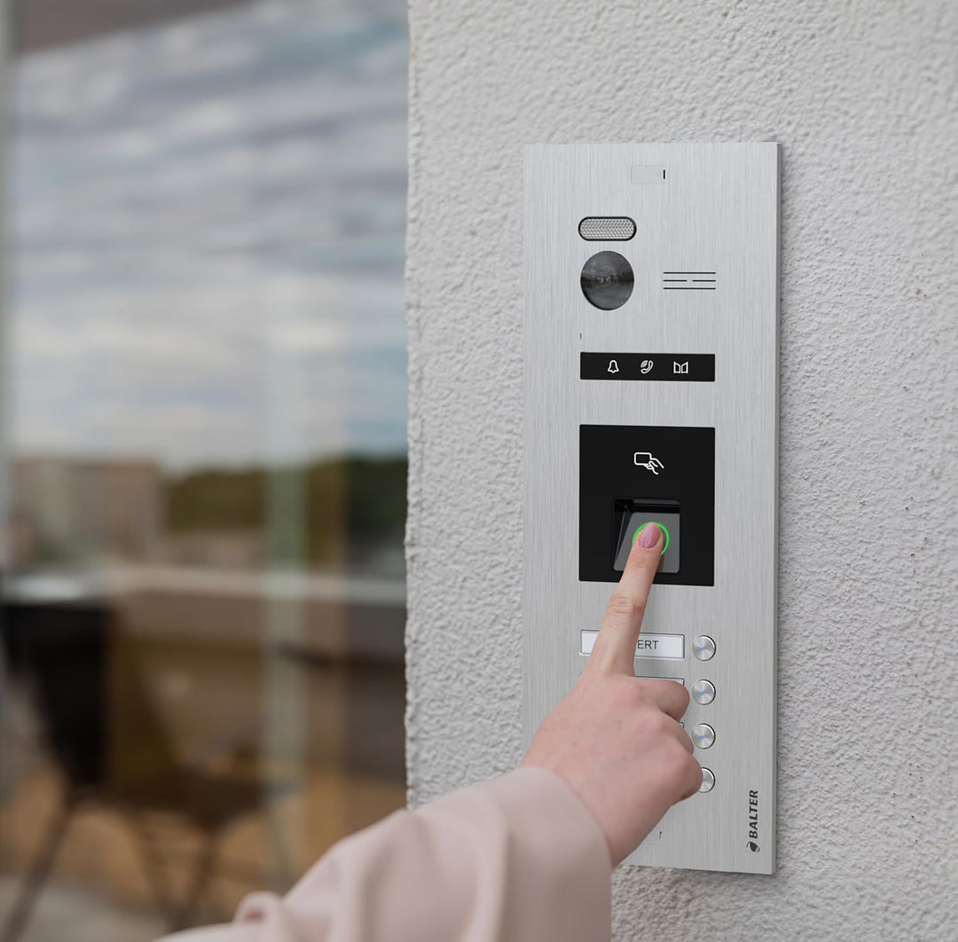 Balter EVO-HD Video Türsprechanlage mit Fingerprint, Video Türklingel, 1 Familienhaus, 2X 7 Zoll Mon