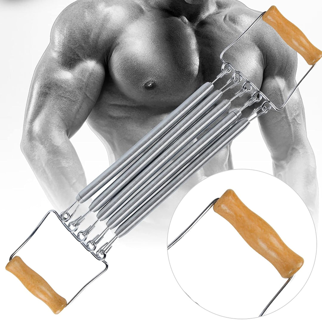 Asixxsix Brust-Expander mit 5-Feder-Widerstandsbändern für das Muskeltraining Im Heimstudio, Langleb