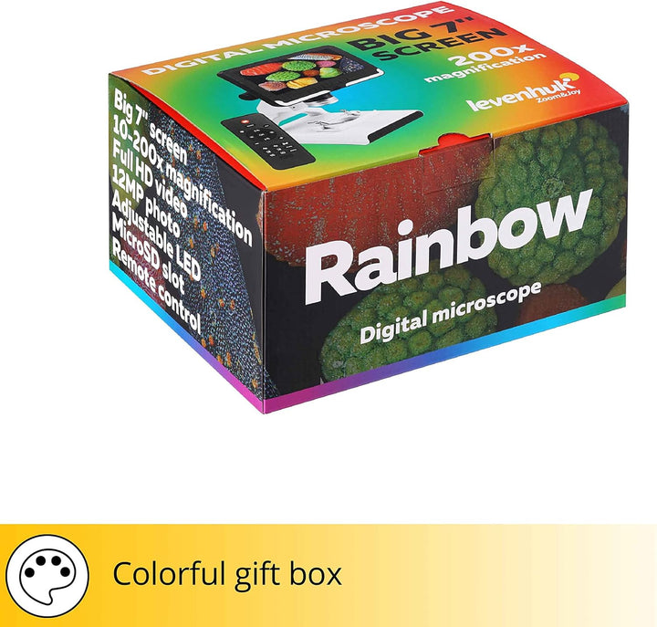 Levenhuk Rainbow DM700 LCD Digitales Drahtloses Mikroskop mit 17,8-cm-LCD-Bildschirm, 10- bis 200-Fa