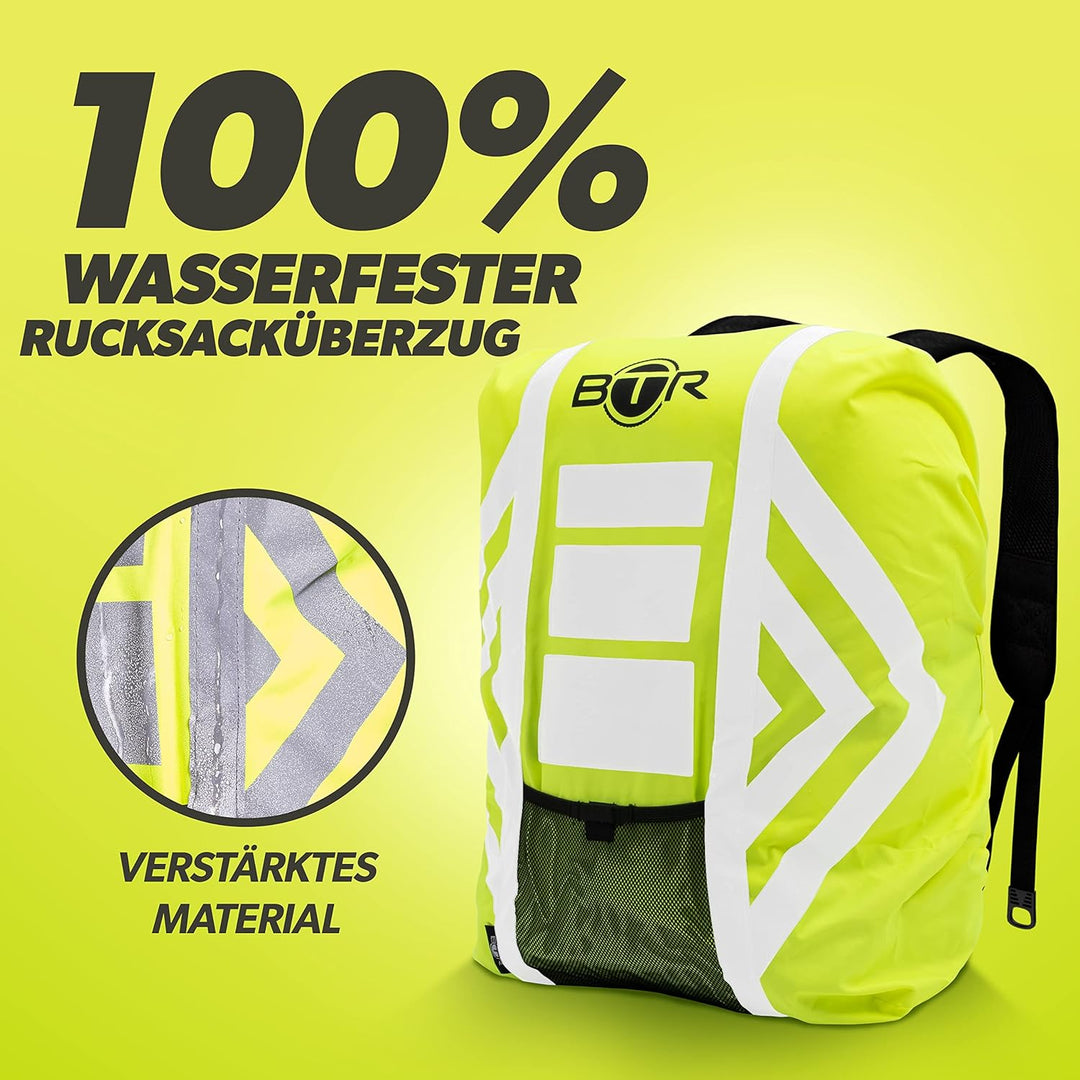 BTR Wasserfester Regenschutz für den Rucksack, Regenschutz für Schulranzen Gelb Grösse (57cm x 47cm)