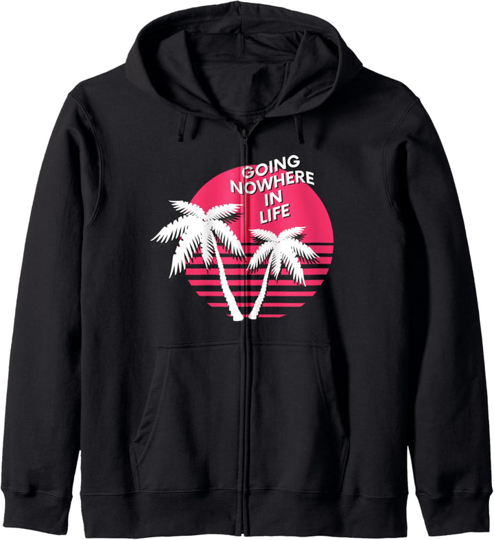 Vaporwave Sonnenuntergang mit Palmen. Going Nowhere in Life Kapuzenjacke