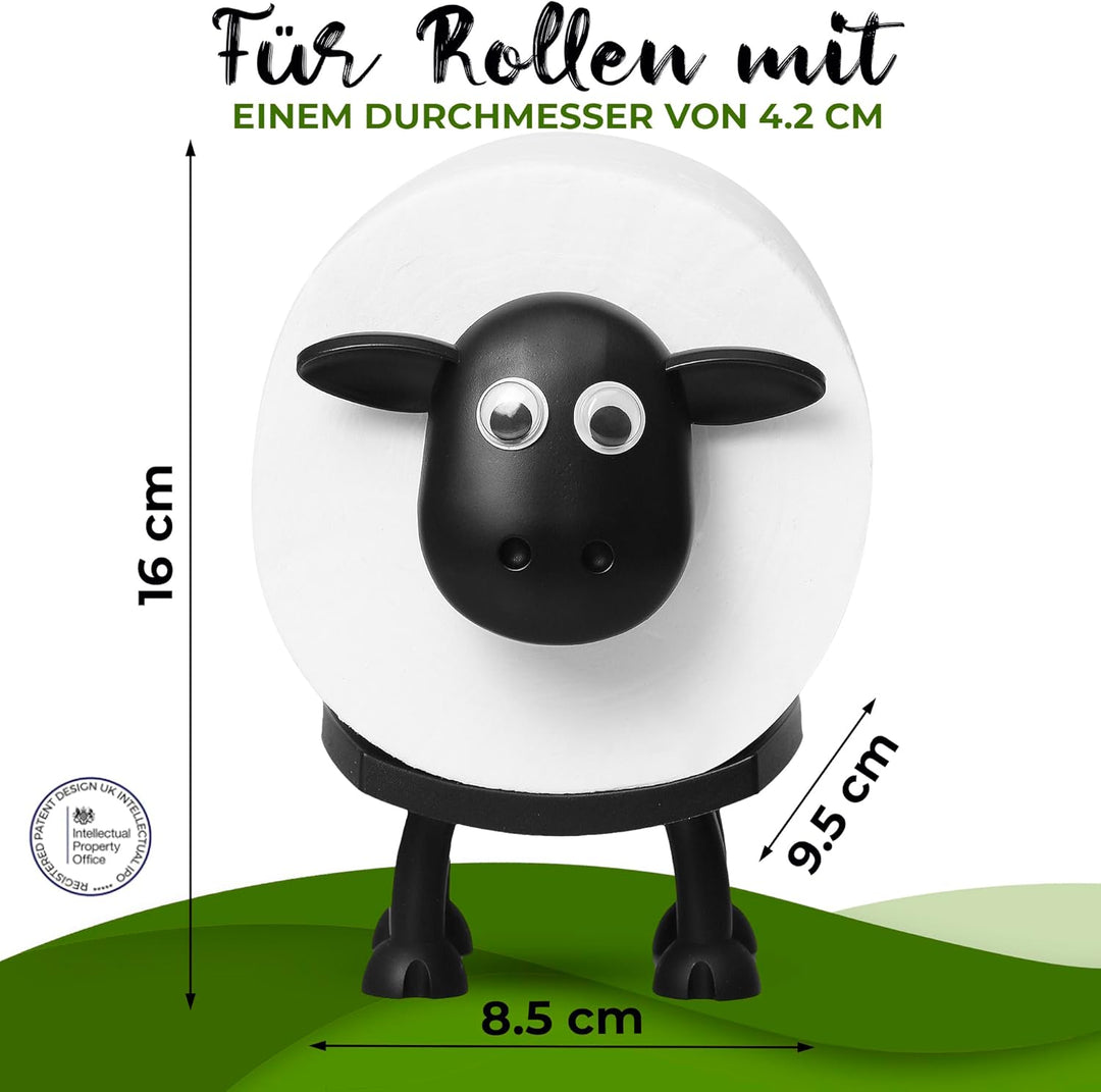VELENTI Toilettenpapierhalter mit Schaf, lustiger Toilettenpapierhalter, freistehend, Badezimmer-Set