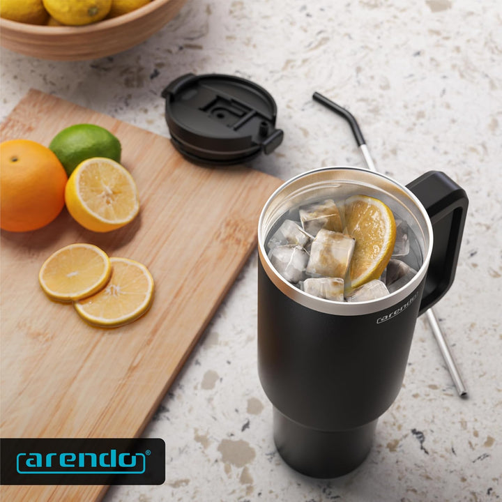 Arendo – Trinkflasche Thermobecher Doppelwandig - 1200 ml – Vakuumgehäuse Edelstahl - Kaffeebecher A
