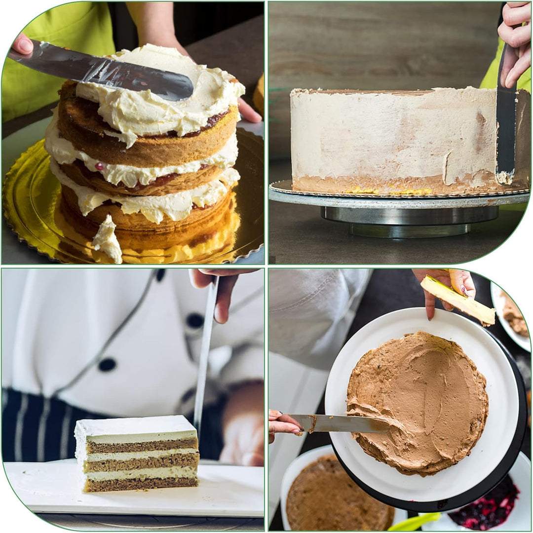 Vinabo Küchenspachtel-Set, 4 Stück, abgewinkelt, Spachtel aus Edelstahl, Spachtel für Kuchen, Kuchen