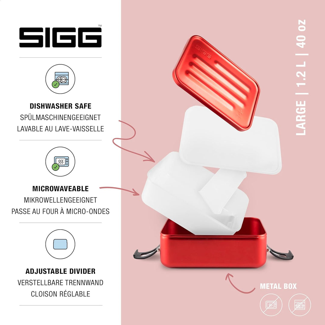 SIGG - Alu Lunchbox Plus - Brotdose Mit Unterteilung - Preisgekrönt - Spülmaschinenfest &amp; Mikrowelle
