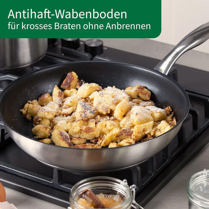 FACKELMANN Chefkoch Bratpfanne Ø24 cm München mit Antihaftbeschichtung und Wabenboden – Pfanne aus h