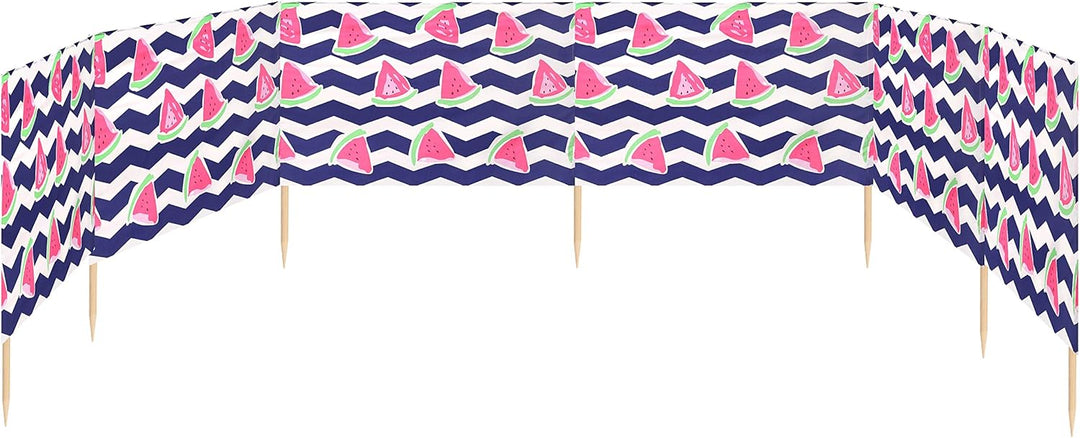 Ladeheid Windschutz Strand Sichtschutz mit Holzstab praktisches Strand Zubehör LAEX001 5 m Wassermel