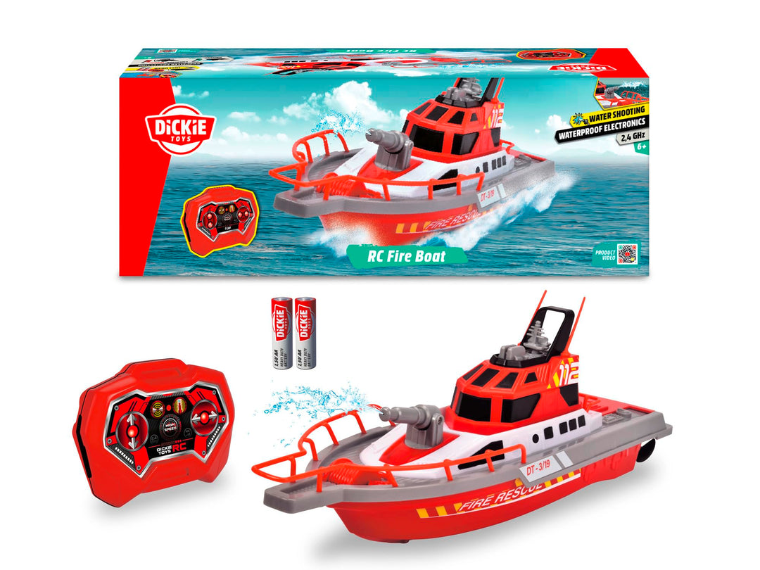 Dickie Toys – Feuerwehrboot – ferngesteuertes Boot für Kinder ab 6 Jahren, mit Wasserspritzfunktion