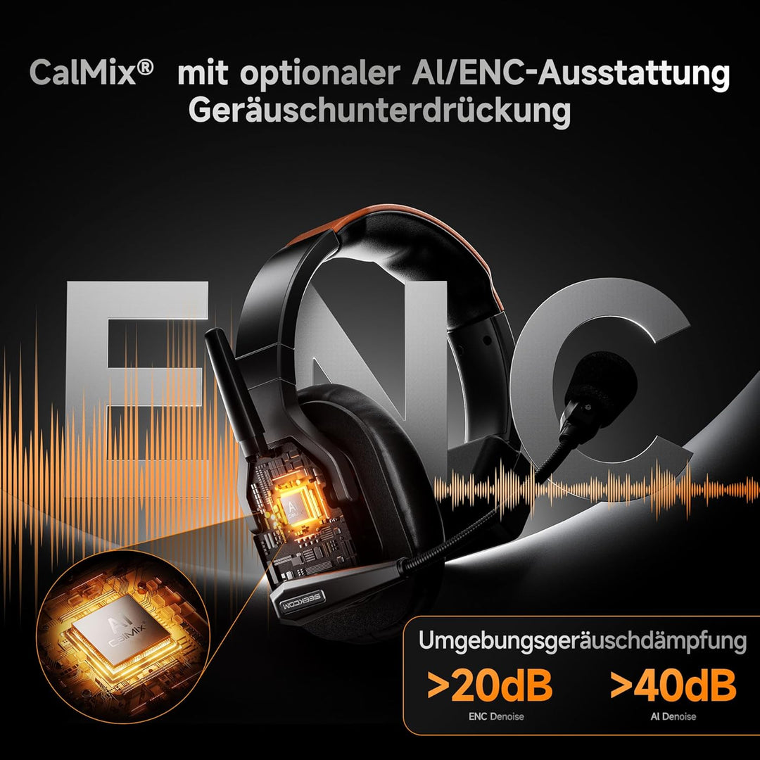 COMICA Seekcom S1 Drahtloses Intercom-Headset-System, 2,4 GHz Vollduplex für 5 Personen, AI/ENC-Raus