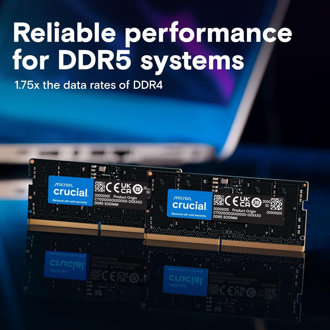 Crucial RAM 48GB DDR5 5600MHz (oder 5200MHz oder 4800MHz) Laptop Arbeitsspeicher CT48G56C46S5 5600MH