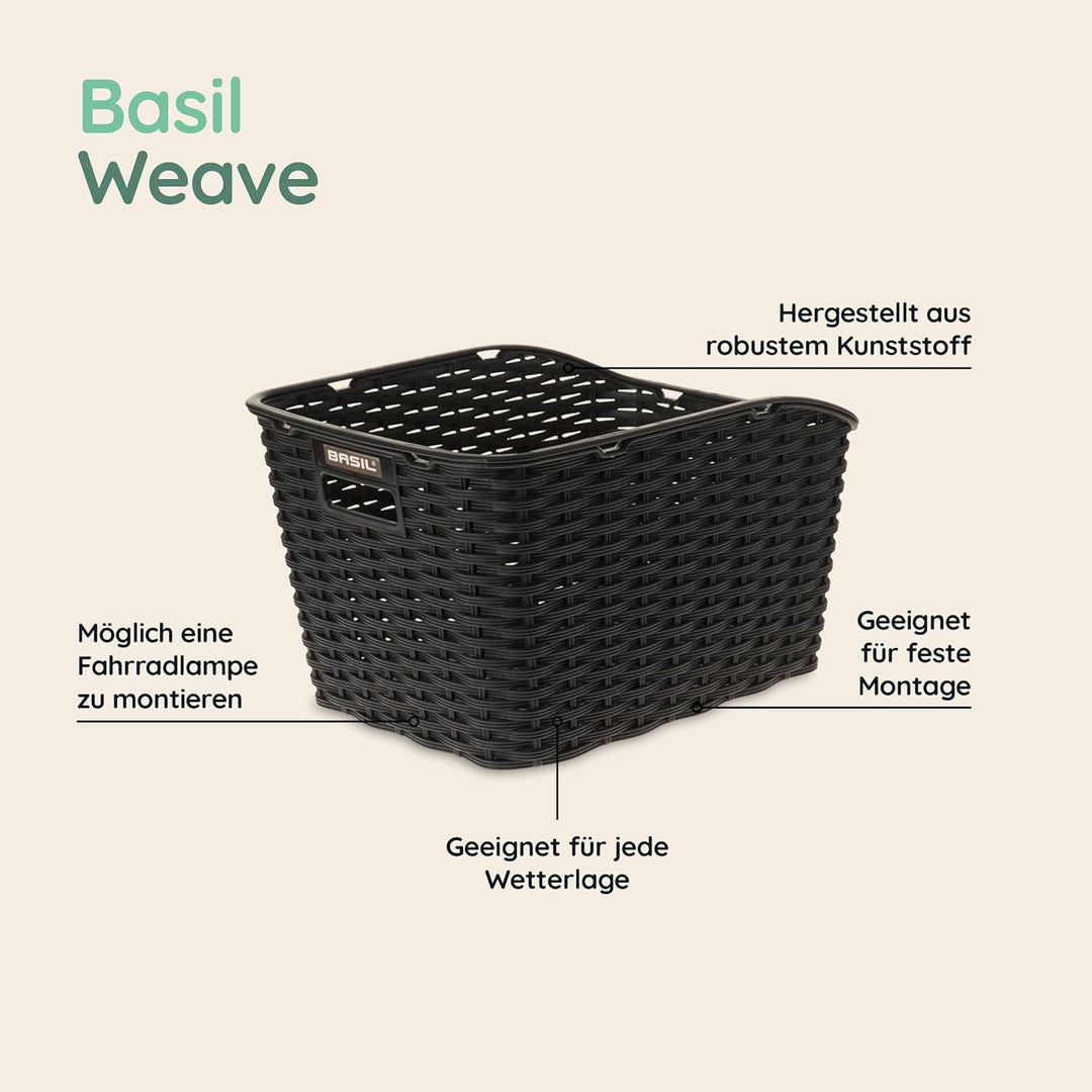 Basil Weave WP Hinterradkorb Schwarz, Schwarz