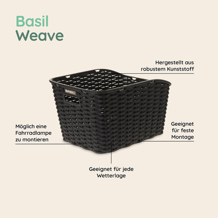 Basil Weave WP Hinterradkorb Schwarz, Schwarz