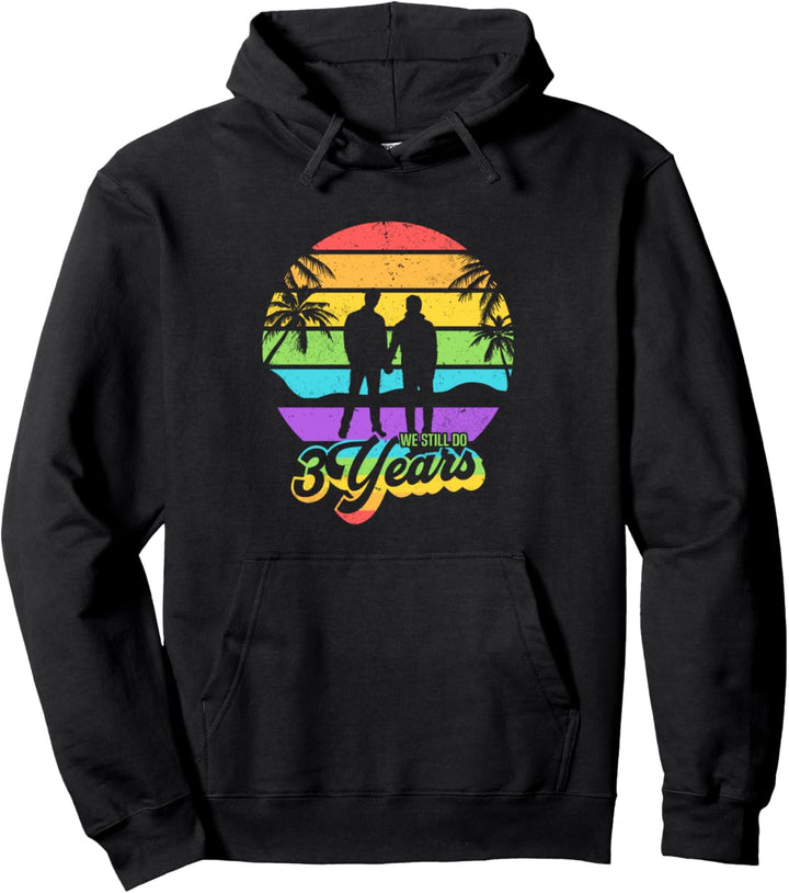 Schwule LGBT Regenbogen 3. Hochzeitstag Pullover Hoodie
