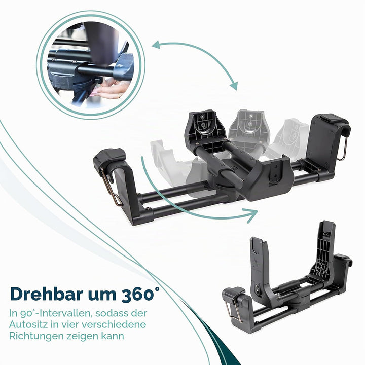 WonderFold KinderVan W2 Serie Autositz-Adapter: Sichere Befestigung der Babyschale für Baby und ein