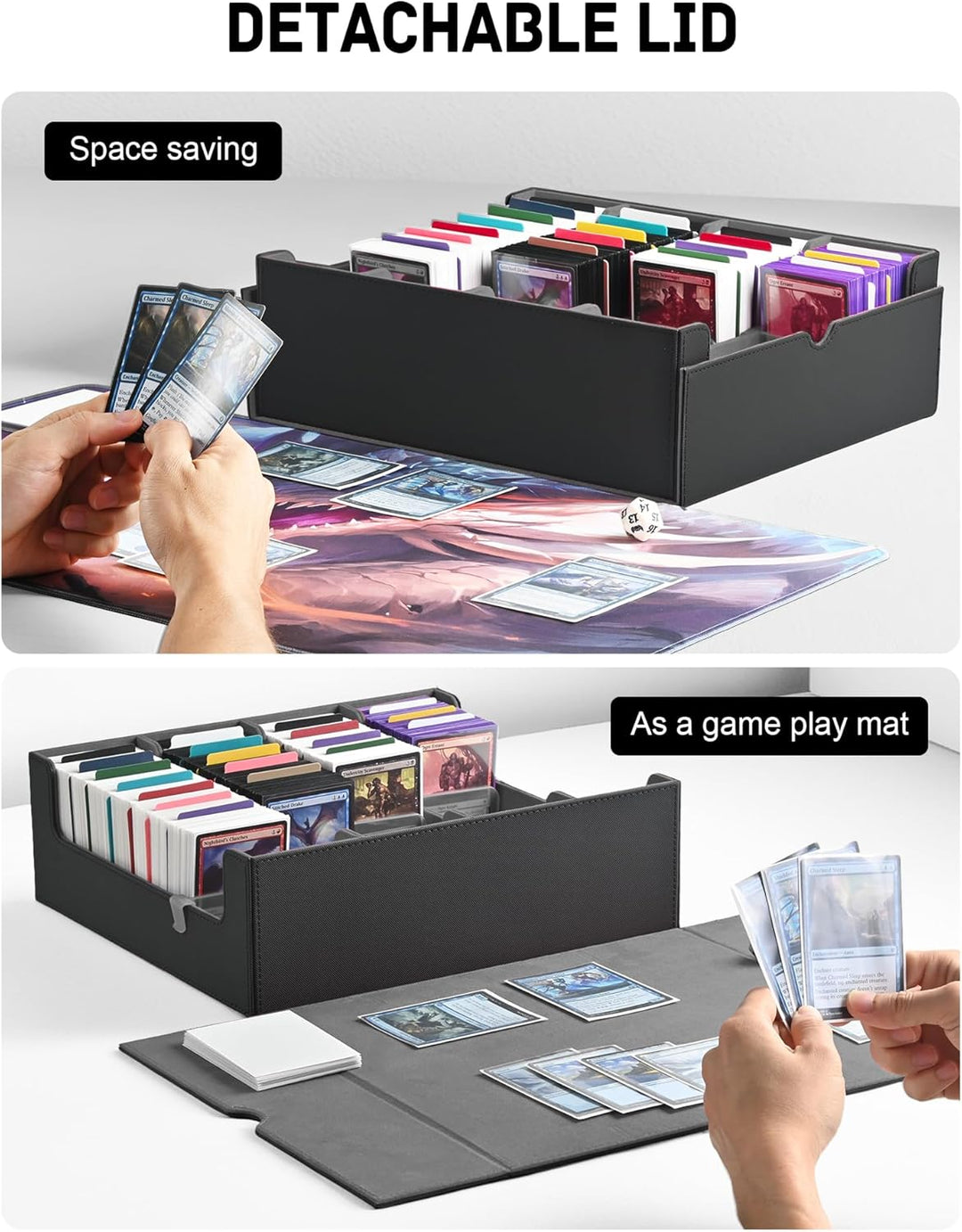 ZLCA Trading Card Storage Box, Commander Card Deck Case Holds 2400+ Cards, MTG Deck Box mit 4 Stopfe